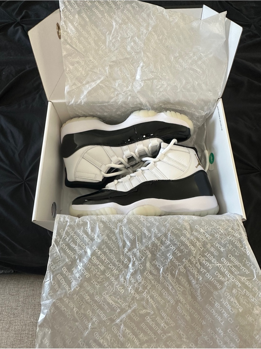 Air Jordan’s 11 Never Been Worn Black and White High-Top Athletic Sneakers